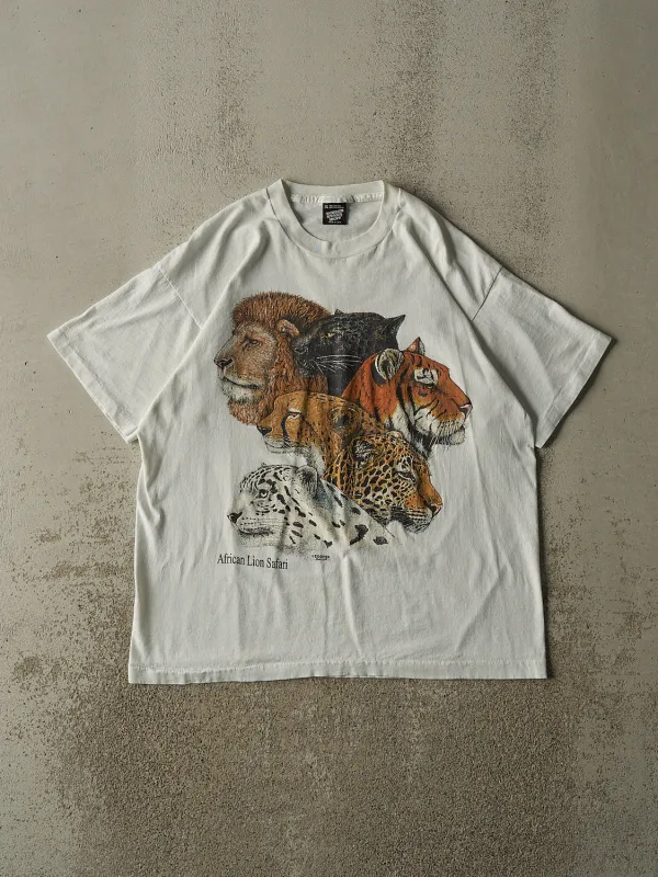 Vintage 80s White African Lion Safari Tee (L/XL) made by Rebalance Vintage
