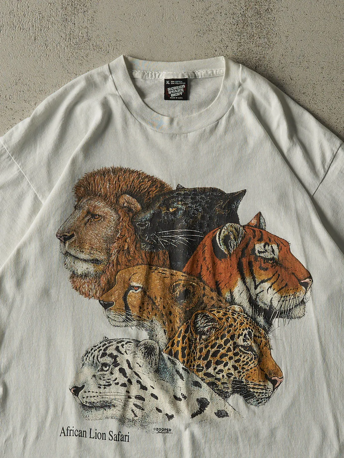 Vintage 80s White African Lion Safari Tee (L/XL) sold by Rebalance Vintage product image thumbnail 2