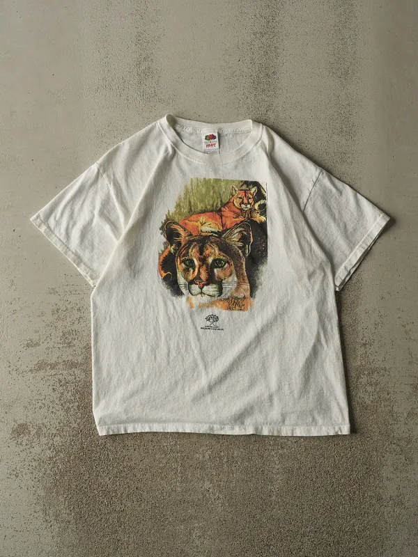 Vintage Y2K White Humane Society Cougar Tee (L) made by Rebalance Vintage