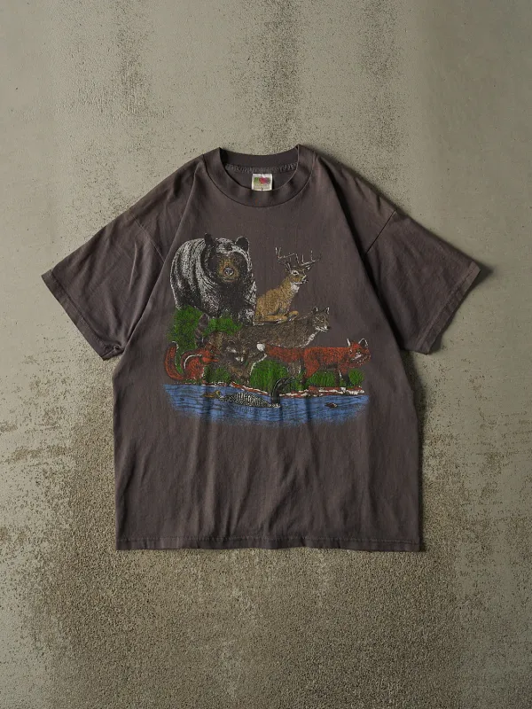 Vintage 90s Charcoal Grey Nature Tee (M/L) made by Rebalance Vintage