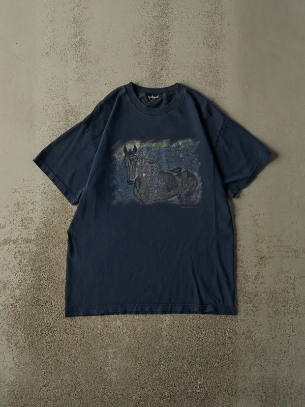 Vintage 90s Navy Blue Horse Tee (M/L) made by Rebalance Vintage
