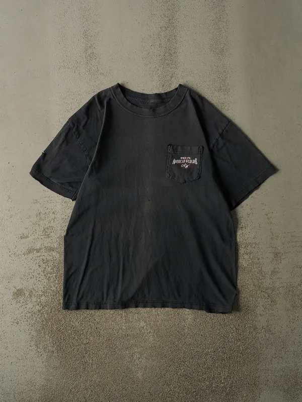 Vintage 90s Faded Black American Wildlife Pocket Tee (L/XL) made by Rebalance Vintage