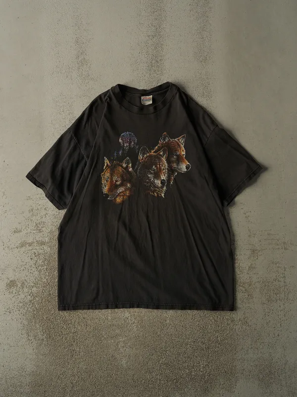 Vintage 90s Faded Black Wolf Tee (XL/XXL) made by Rebalance Vintage