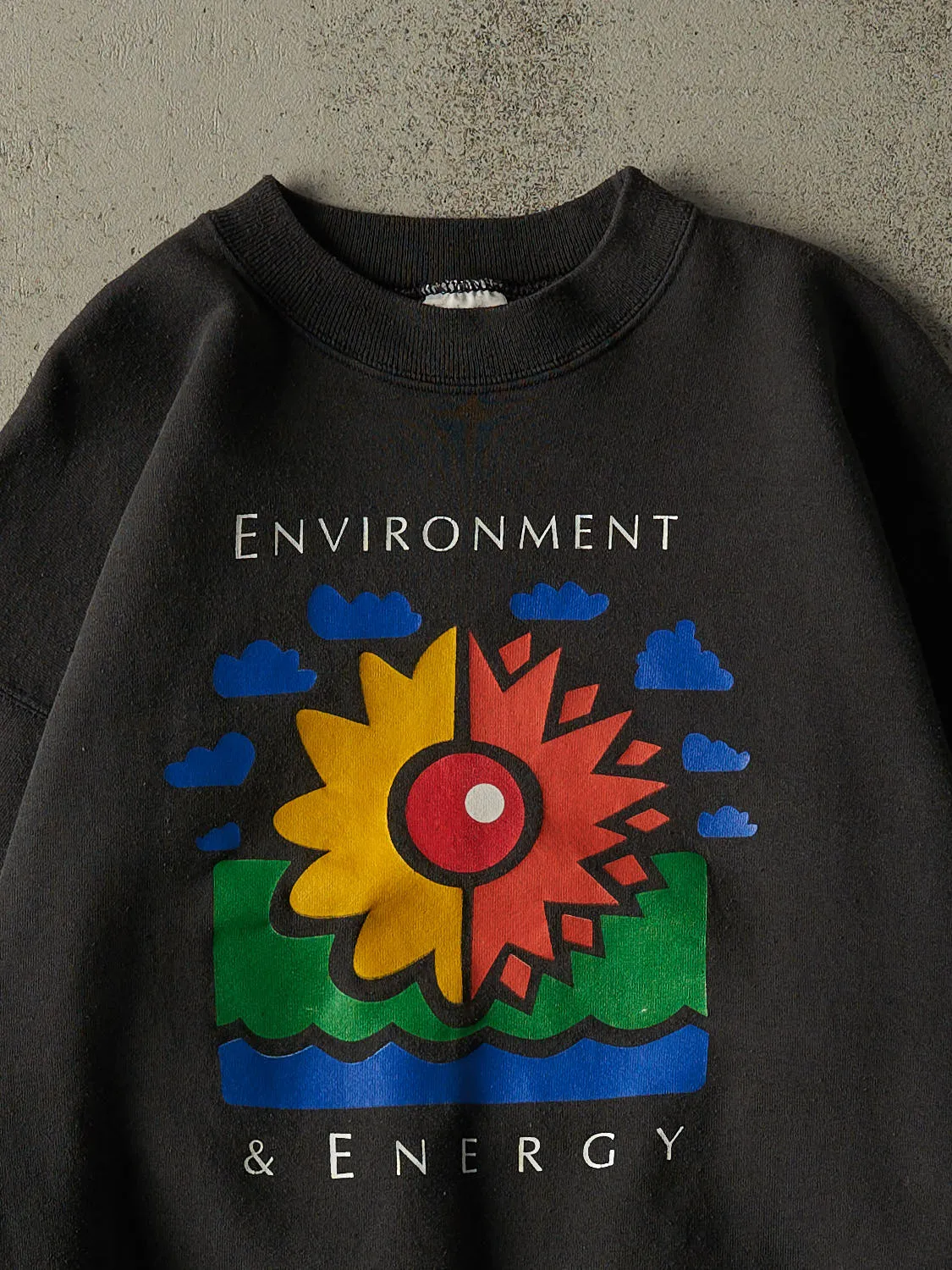Vintage 90s Faded Black Environment & Energy Crewneck (M/L) sold by Rebalance Vintage product image thumbnail 2
