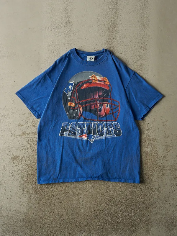 Vintage 90s Blue New England Patriots Tee (L/XL) made by Rebalance Vintage