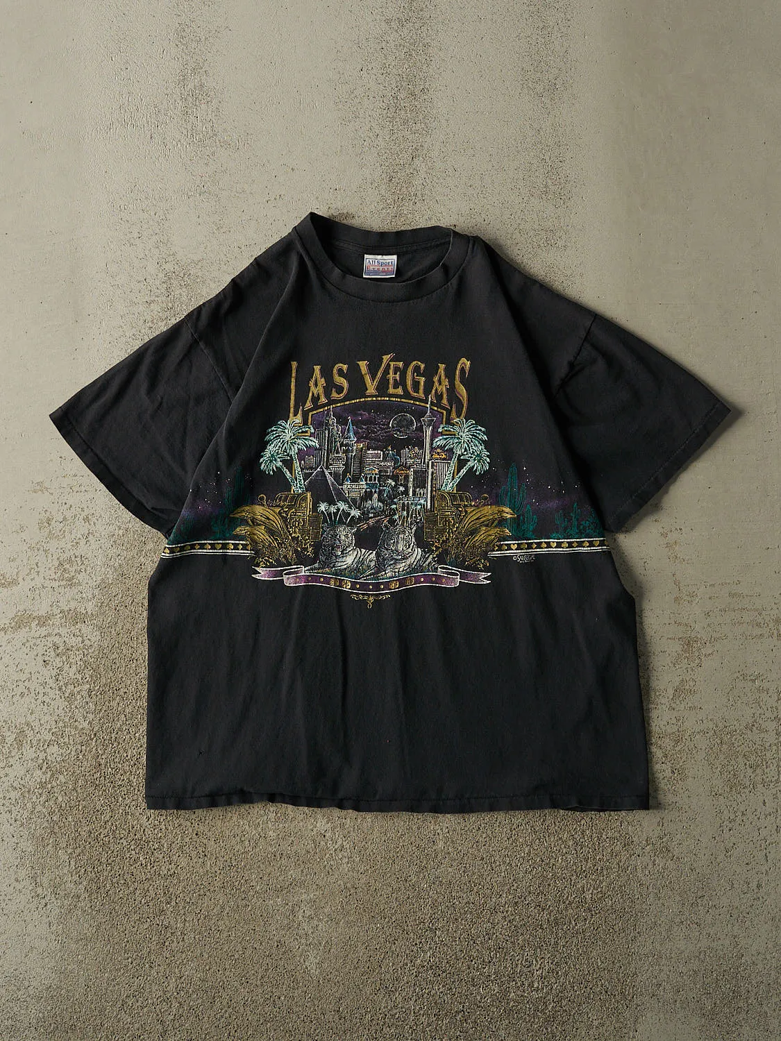 Vintage 90s Black Las Vegas Single Stitch Tee (L/XL) sold by Rebalance Vintage
