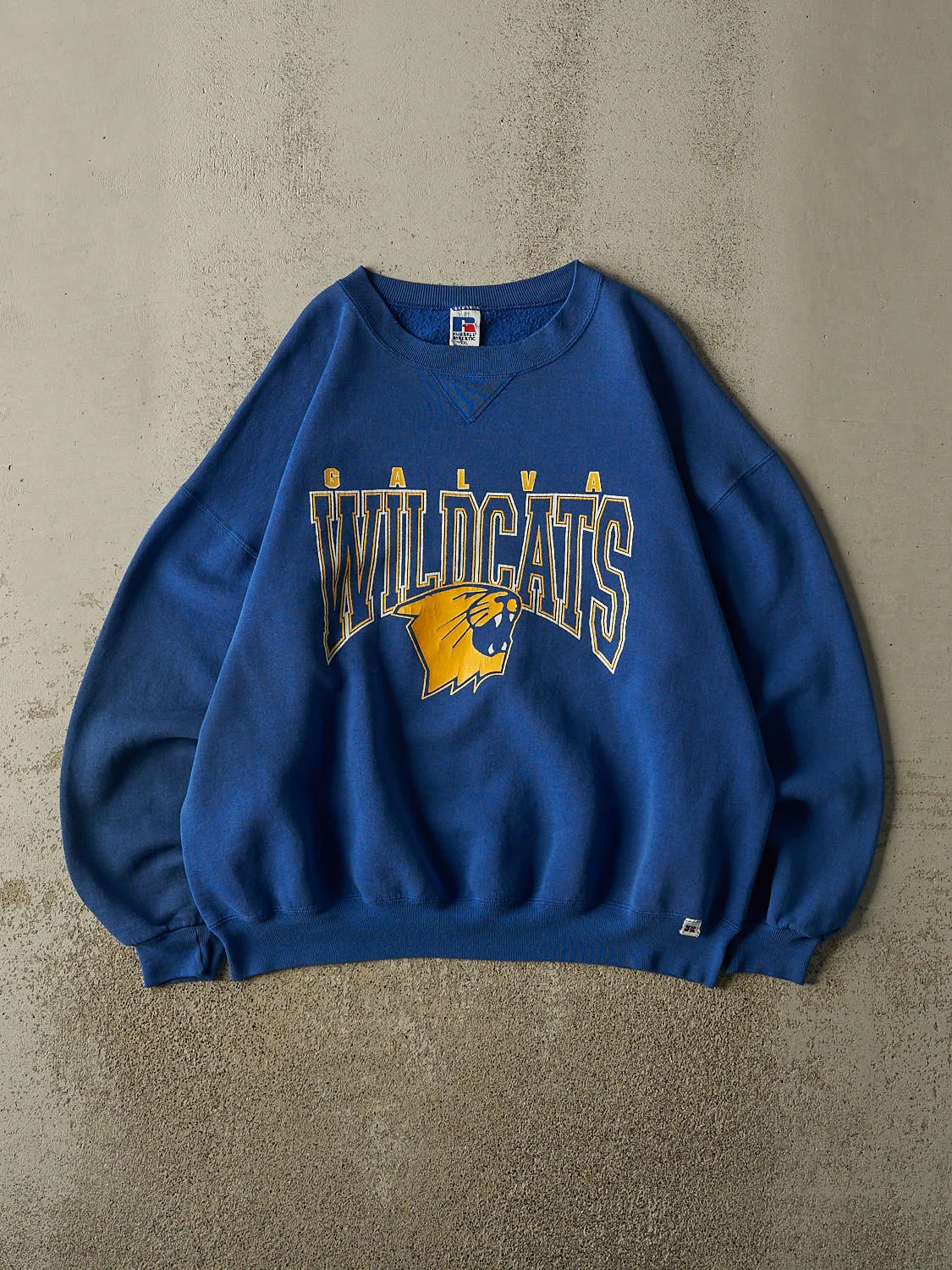 Vintage 90s Blue Russell Athletic Galva Wildcats Crewneck (XL/XXL) sold by Rebalance Vintage
