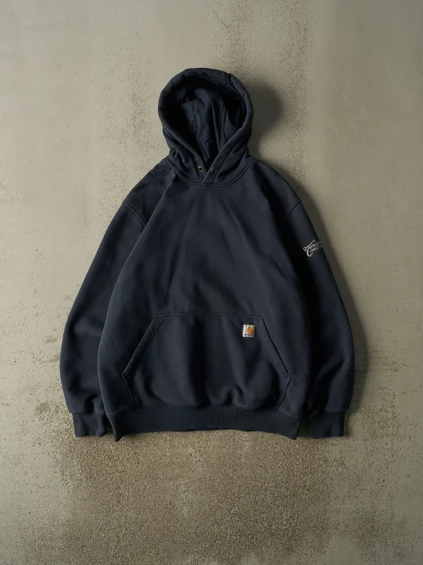 Vintage Y2K Navy Blue Carhartt Embroidered Hoodie (XL/XXL) made by Rebalance Vintage