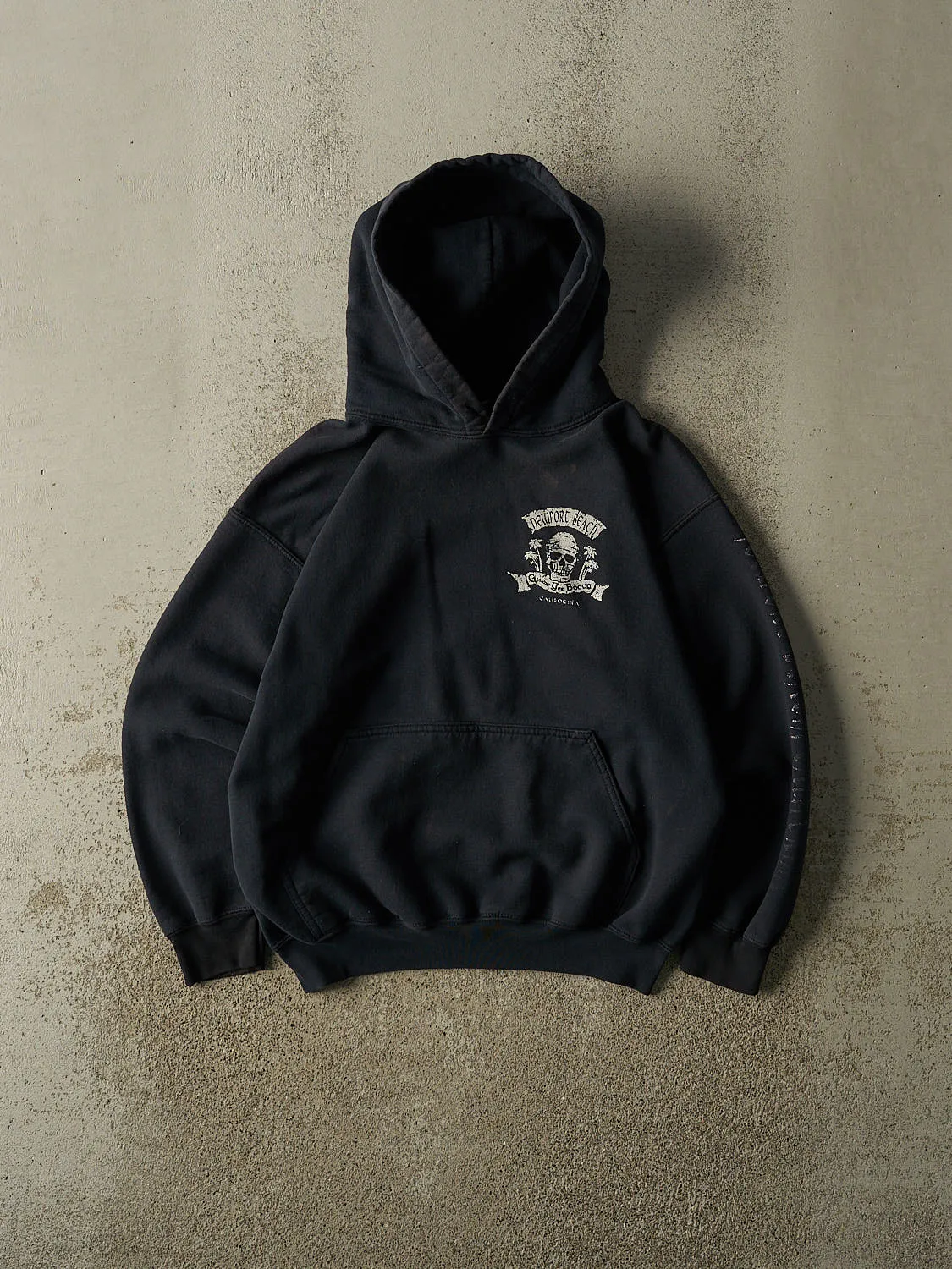 Vintage Y2K Faded Black Newport Beach California Hoodie (S/M) sold by Rebalance Vintage