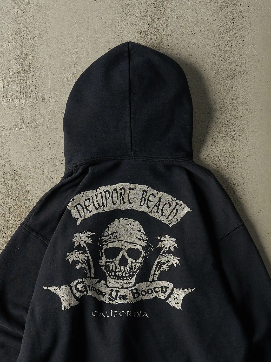 Vintage Y2K Faded Black Newport Beach California Hoodie (S/M) sold by Rebalance Vintage product image thumbnail 4