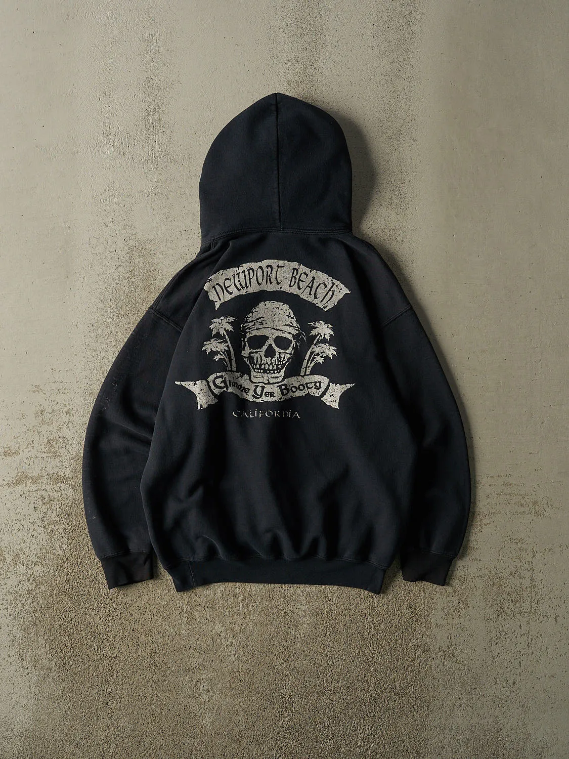 Vintage Y2K Faded Black Newport Beach California Hoodie (S/M) sold by Rebalance Vintage product image thumbnail 2