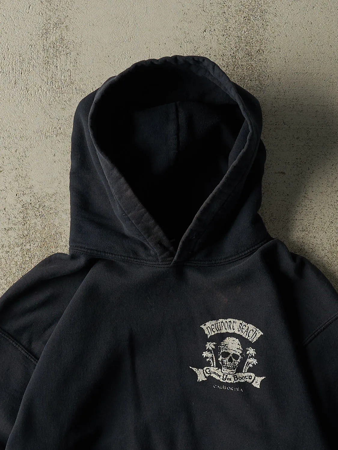 Vintage Y2K Faded Black Newport Beach California Hoodie (S/M) sold by Rebalance Vintage product image thumbnail 3