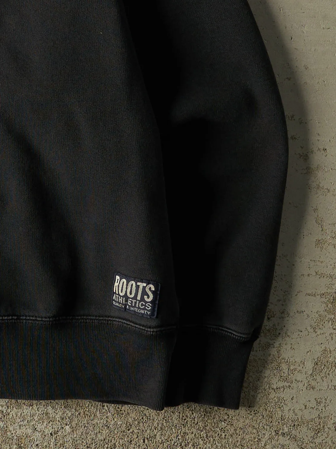 Vintage 90s Faded Black Roots Embroidered Quarter Zip Sweater (S/M) sold by Rebalance Vintage product image thumbnail 3