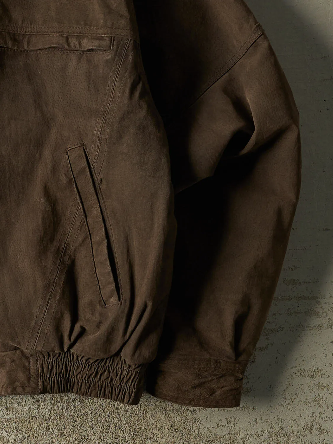 Vintage 90s Brown Suede Bomber Jacket (M/L) sold by Rebalance Vintage product image thumbnail 5