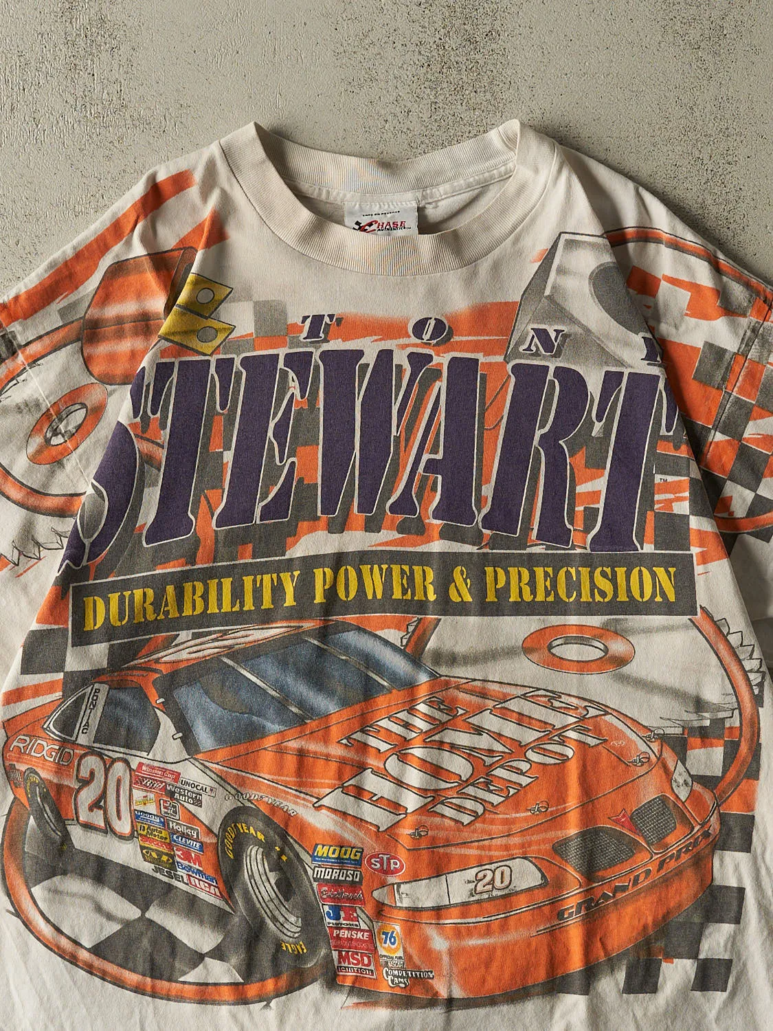 Vintage 99' Beige Tony Stewart AOP Nascar Racing Tee (L/XL) sold by Rebalance Vintage product image thumbnail 3