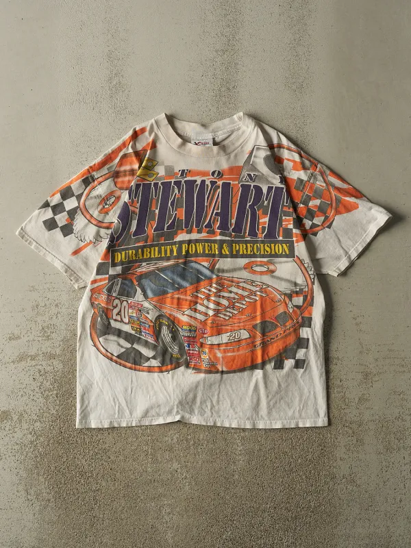 Vintage 99' Beige Tony Stewart AOP Nascar Racing Tee (L/XL) made by Rebalance Vintage