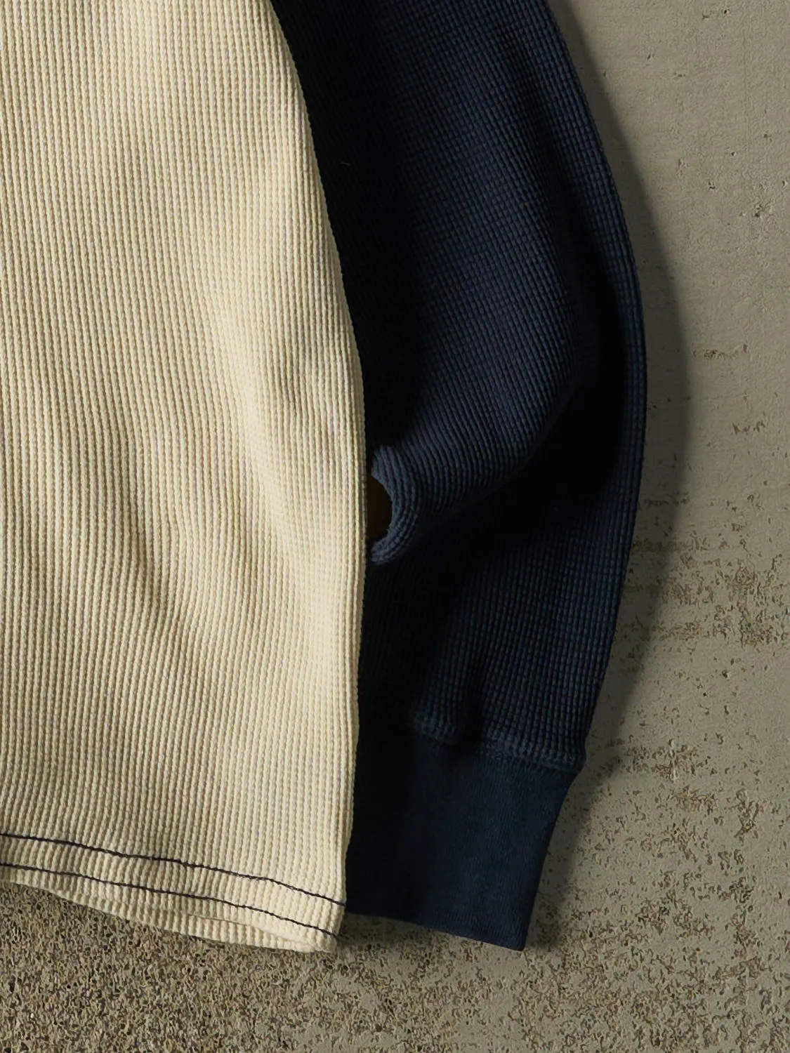Vintage 90s Beige & Navy Raglan Thermal Long Sleeve (XL/XXL) sold by Rebalance Vintage product image thumbnail 4