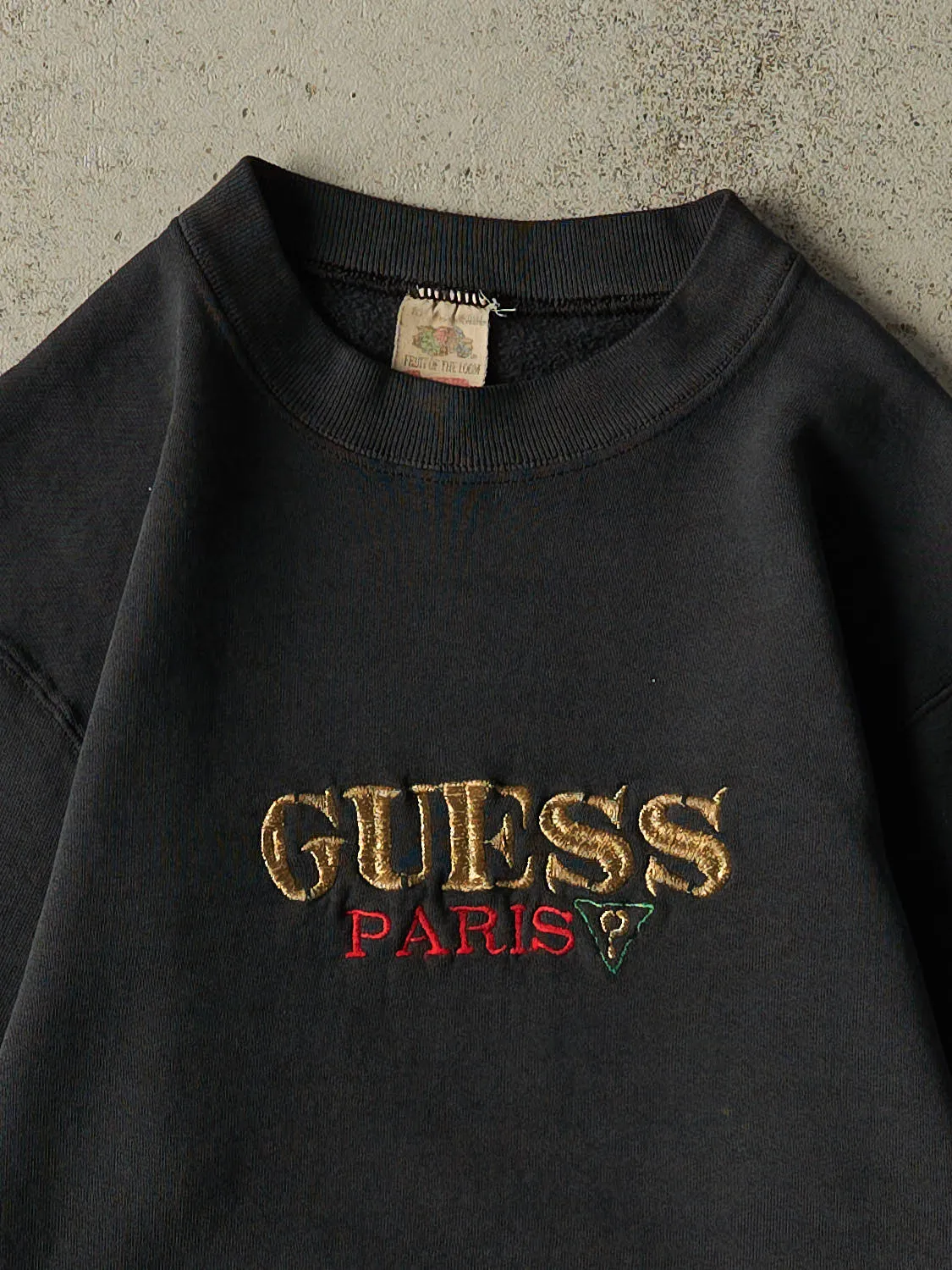 Vintage 80s Faded Black Guess Paris Embroidered Crewneck (XS) sold by Rebalance Vintage product image thumbnail 2