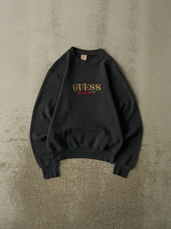 Vintage 80s Faded Black Guess Paris Embroidered Crewneck (XS) made by Rebalance Vintage