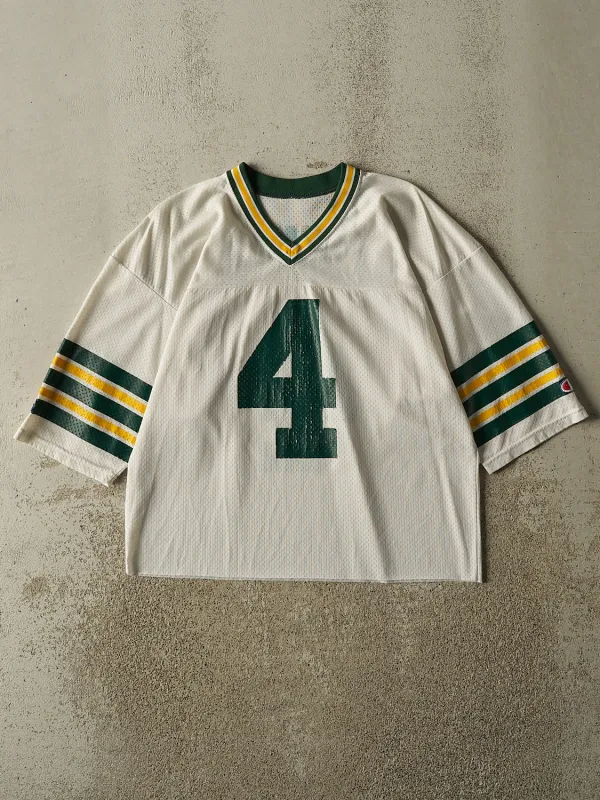Vintage 90s White Green Bay Packers #4 Brett Favre Champion Football Jersey (S/M) made by Rebalance Vintage