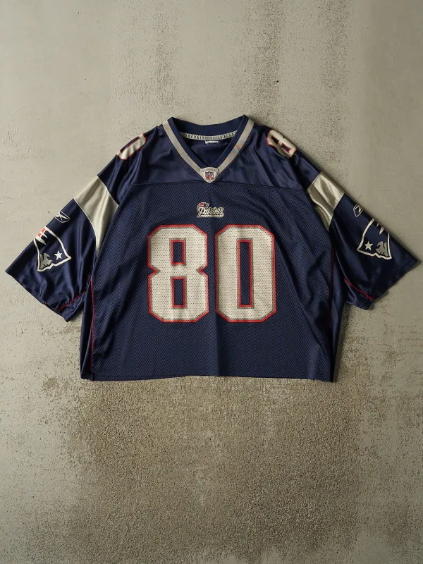 Vintage Y2K Navy Blue New England Patriots #80 Brown Football Jersey (XL/XXL) made by Rebalance Vintage