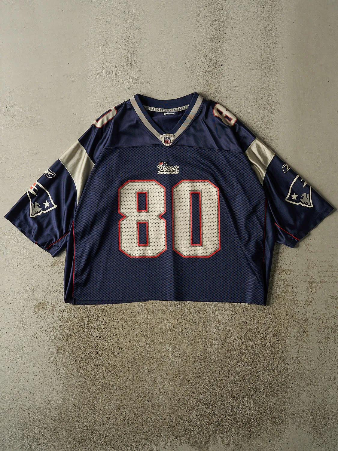 Vintage Y2K Navy Blue New England Patriots #80 Brown Football Jersey (XL/XXL) sold by Rebalance Vintage