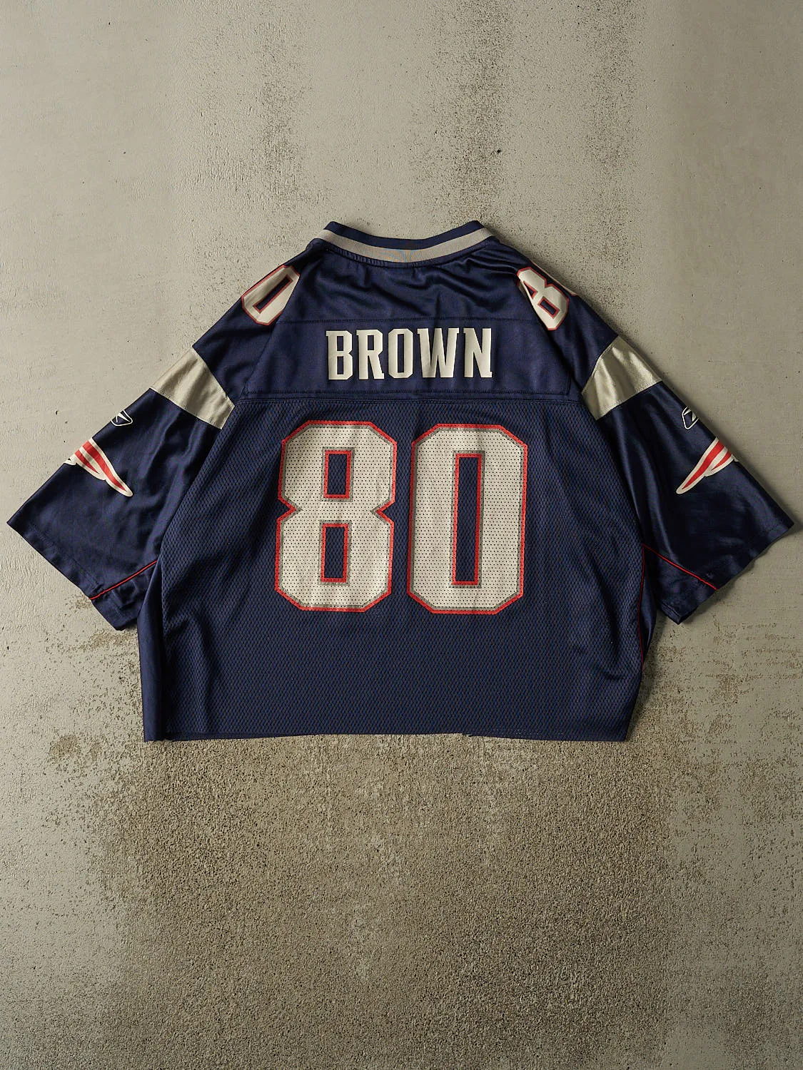 Vintage Y2K Navy Blue New England Patriots #80 Brown Football Jersey (XL/XXL) sold by Rebalance Vintage product image thumbnail 2