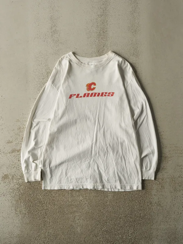 Vintage 90s White Calgary Flames Long Sleeve (L) made by Rebalance Vintage