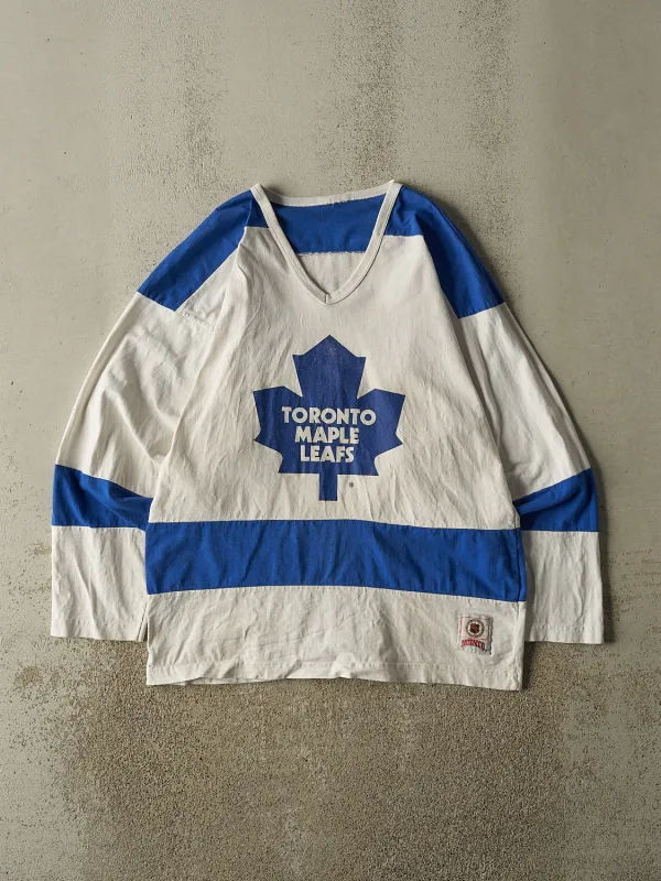 Vintage 90s White Toronto Maple Leafs #93 Doug Gilmour Autographed Long Sleeve Jersey (L/XL) made by Rebalance Vintage