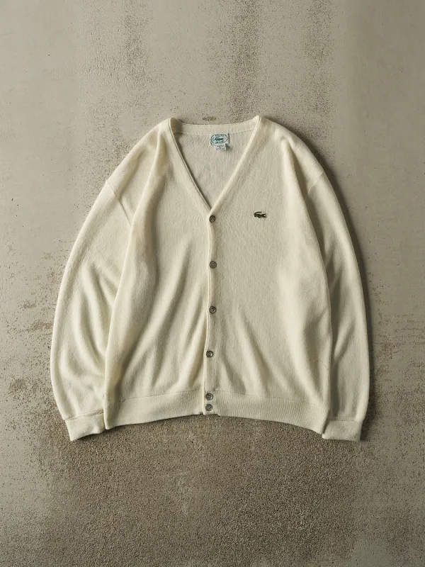 Vintage 80s Beige Lacoste Knit Cardigan (XL) made by Rebalance Vintage