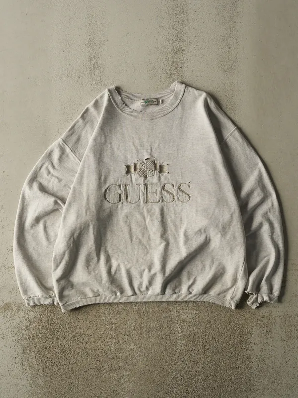 Vintage 90s Heather Grey Guess Embroidered Crewneck (XL/XXL) made by Rebalance Vintage