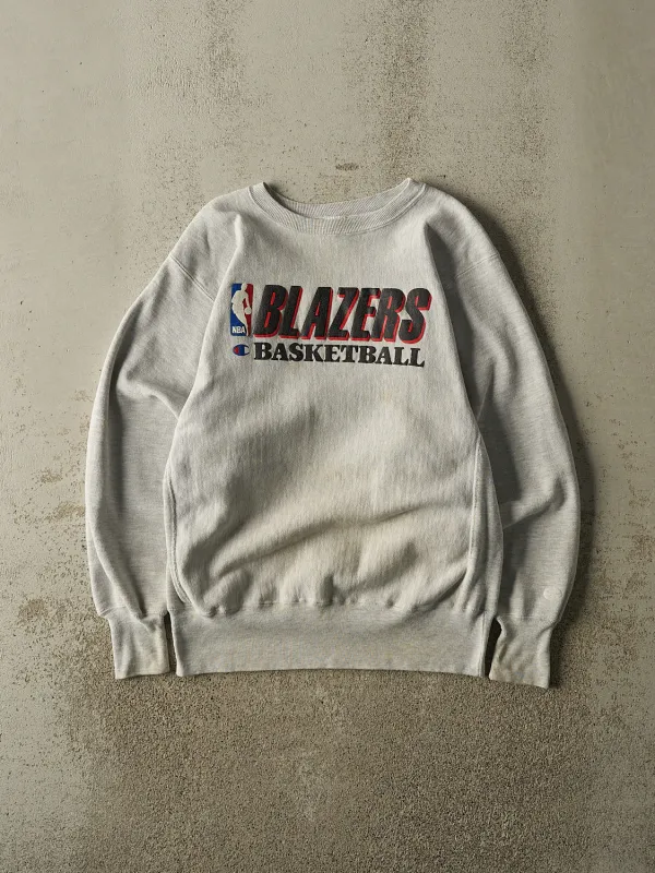 Vintage 90s Heather Grey Champion Reverse Weave Portland Trail Blazers Crewneck (S/M) made by Rebalance Vintage