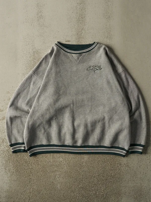 Vintage 90s Grey Textured Embroidered Crewneck (XXL) made by Rebalance Vintage