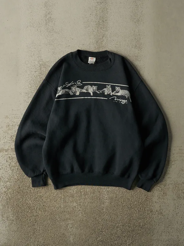 Vintage 90s Faded Black Siegfried & Roy Las Vegas Crewneck (S/M) made by Rebalance Vintage