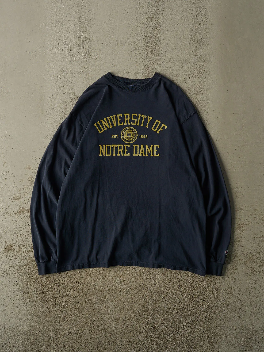 Vintage Y2K Navy Blue University Of Notre Dame Long Sleeve (L/XL) sold by Rebalance Vintage