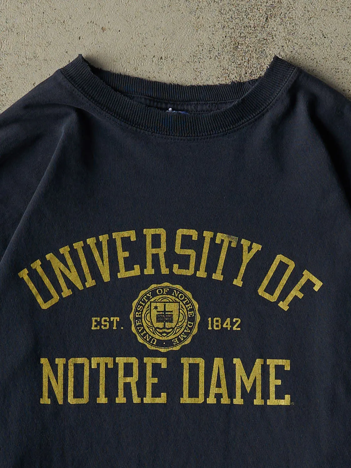 Vintage Y2K Navy Blue University Of Notre Dame Long Sleeve (L/XL) sold by Rebalance Vintage product image thumbnail 2