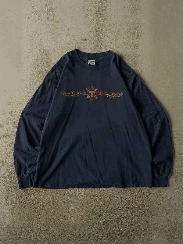 Vintage Y2K Navy Blue The Travezty Band Long Sleeve (L/XL) made by Rebalance Vintage