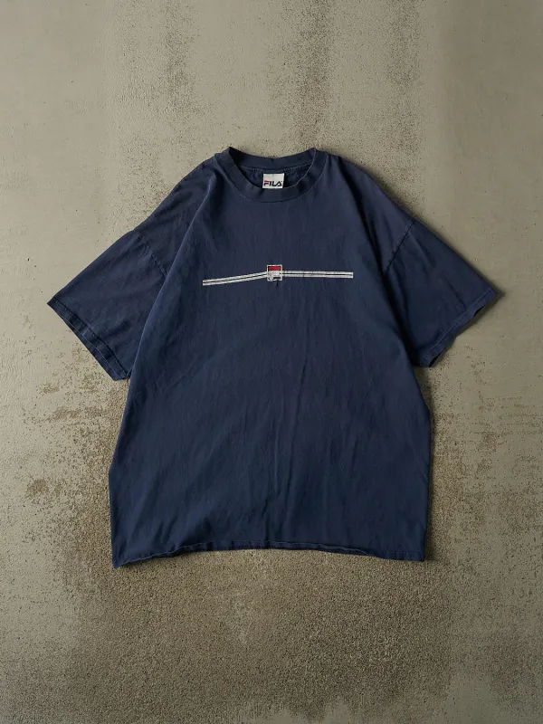Vintage 90s Navy Blue Fila Embroidered Tee (XL) made by Rebalance Vintage