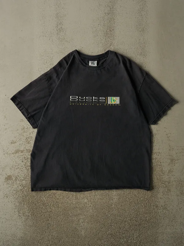 Vintage 90s Faded Black University of Oregon Ducks Tee (L/XL) made by Rebalance Vintage