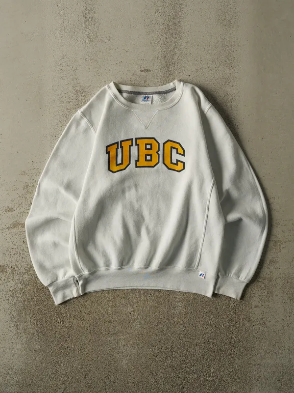 Vintage Y2K White Russell Athletic UBC Crewneck (XS/S) made by Rebalance Vintage