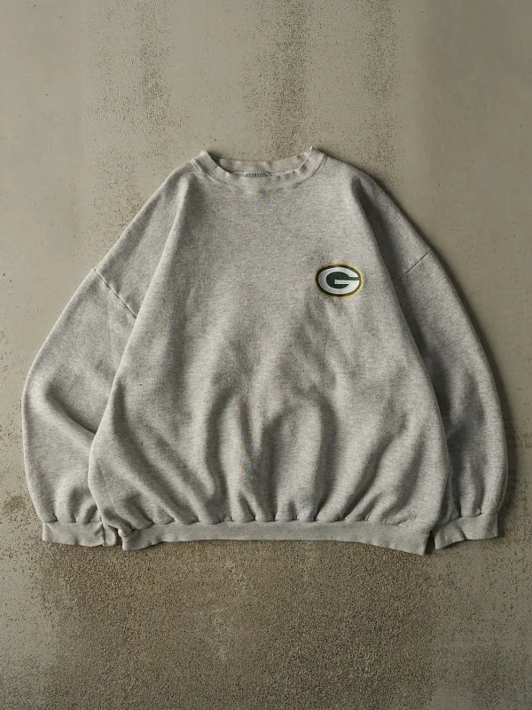 Vintage 90s Heather Grey Green Bay Packers Embroidered Crewneck (XXL/XXXL) made by Rebalance Vintage