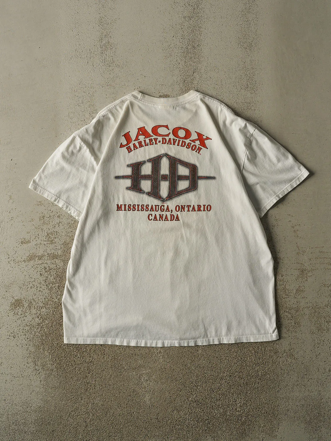 Vintage 13' White Harley Davidson Mississauga Pocket Tee (L/XL) sold by Rebalance Vintage product image thumbnail 2