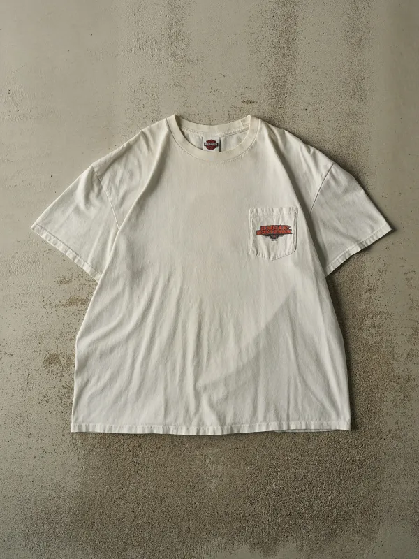 Vintage 13' White Harley Davidson Mississauga Pocket Tee (L/XL) made by Rebalance Vintage