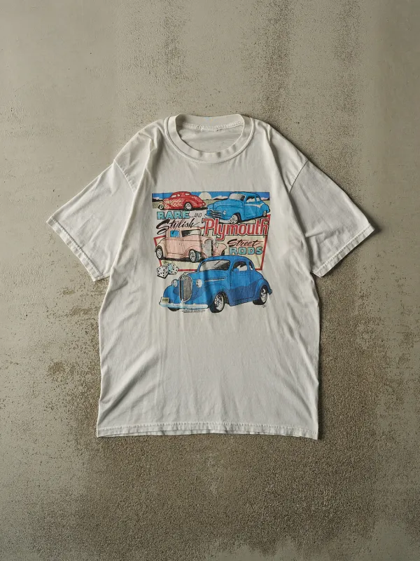 Vintage 96' White Plymouth Street Rods Tee (L/XL) made by Rebalance Vintage