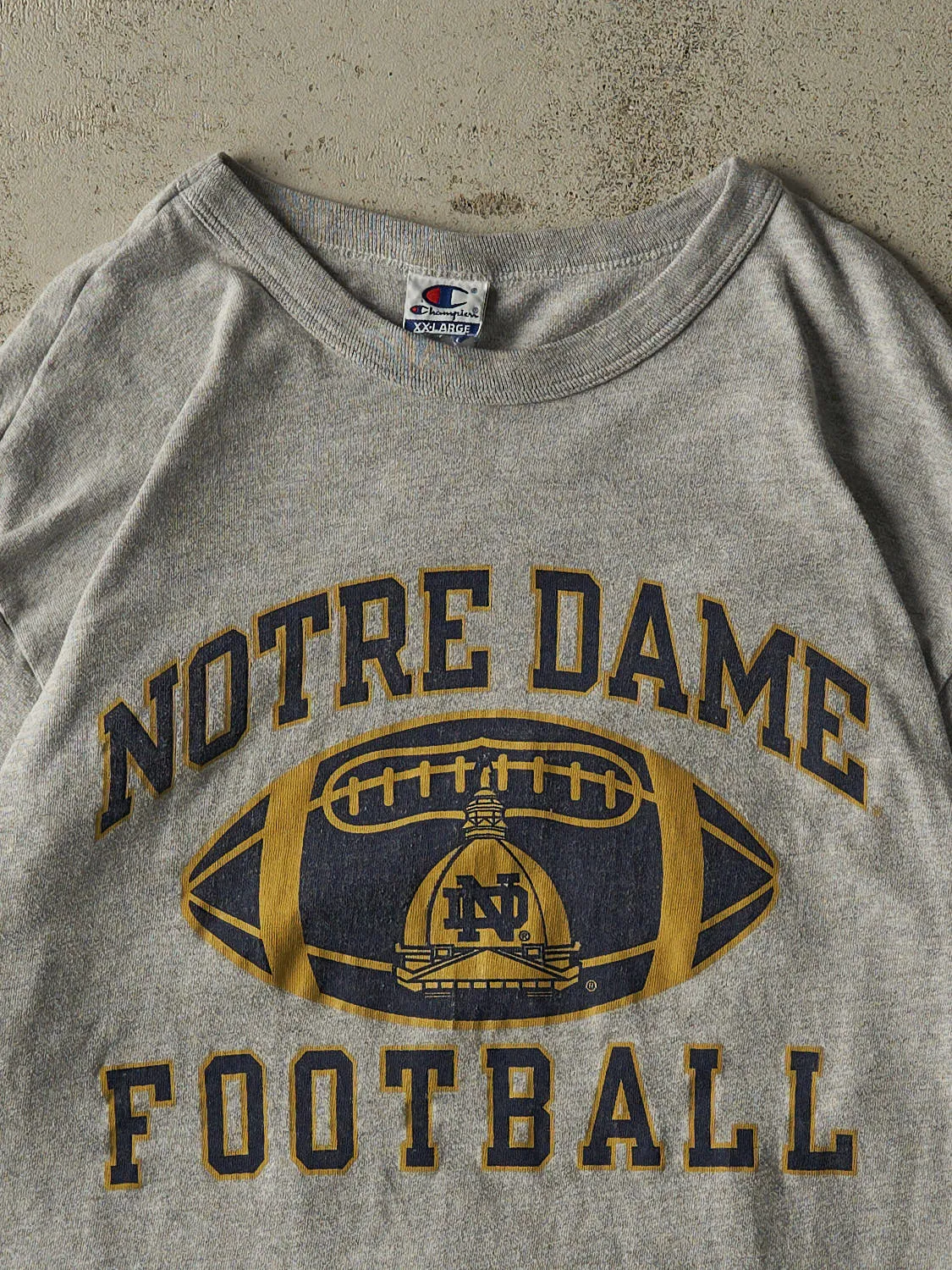 Vintage 90s Grey University Of Notre Dame Football Tee (XL/XXL) sold by Rebalance Vintage product image thumbnail 2