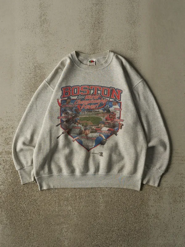 Vintage 04' Grey Boston Red Sox World Champion Crewneck (M/L) made by Rebalance Vintage