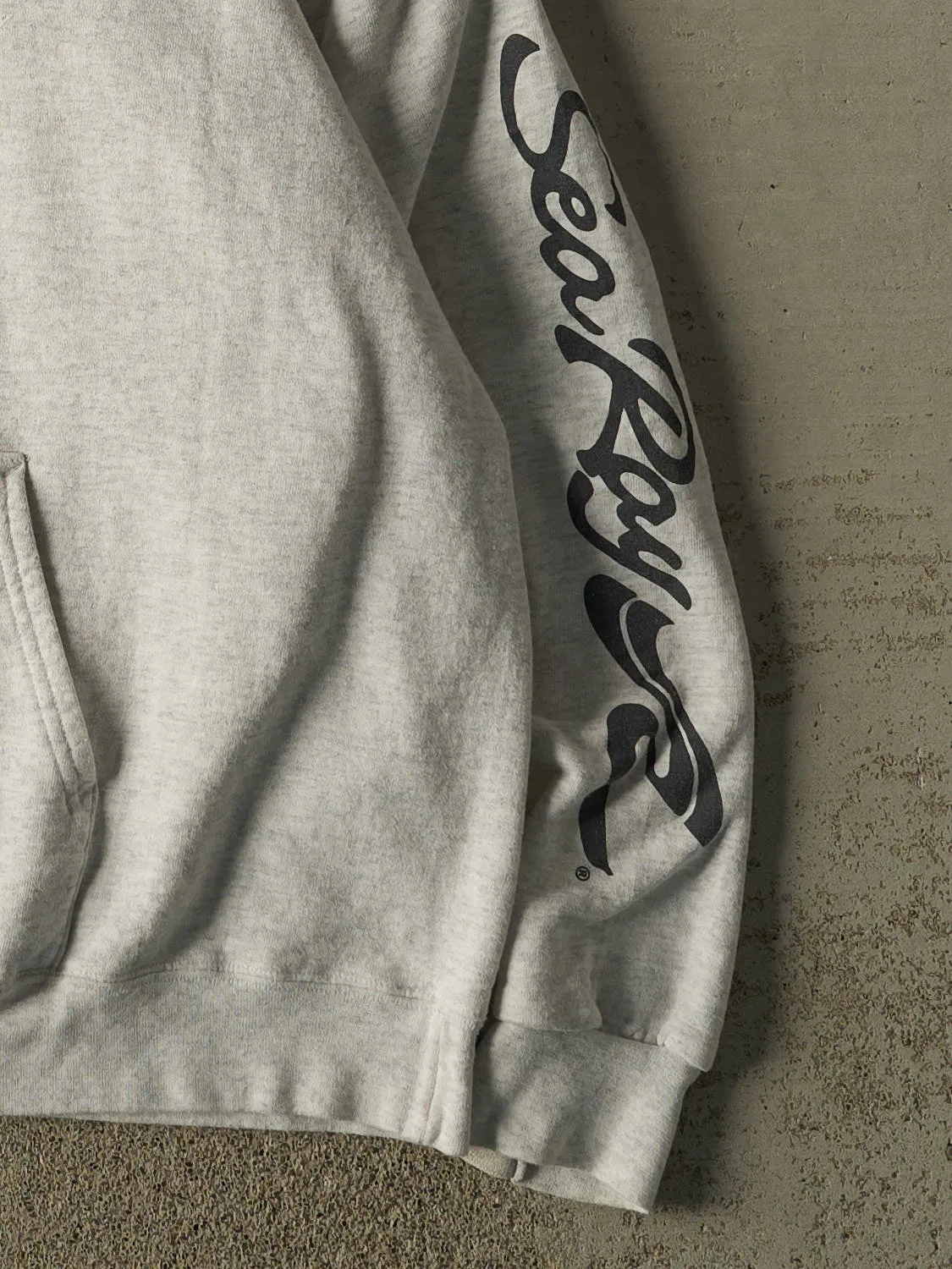 Vintage 90s Heather Grey Sea Ray Hoodie (L/XL) sold by Rebalance Vintage product image thumbnail 4