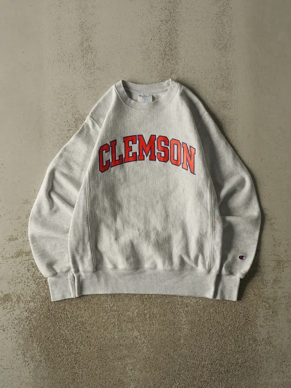 Vintage Y2K Heather Grey Champion Reverse Weave Clemson Crewneck (XS/S) made by Rebalance Vintage