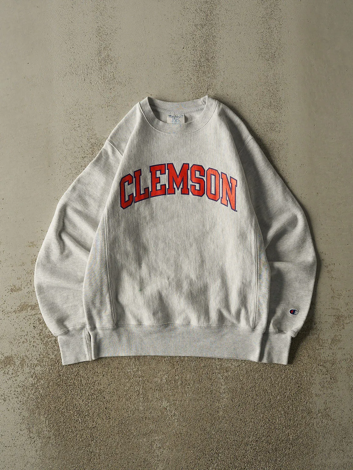 Vintage Y2K Heather Grey Champion Reverse Weave Clemson Crewneck (XS/S) sold by Rebalance Vintage
