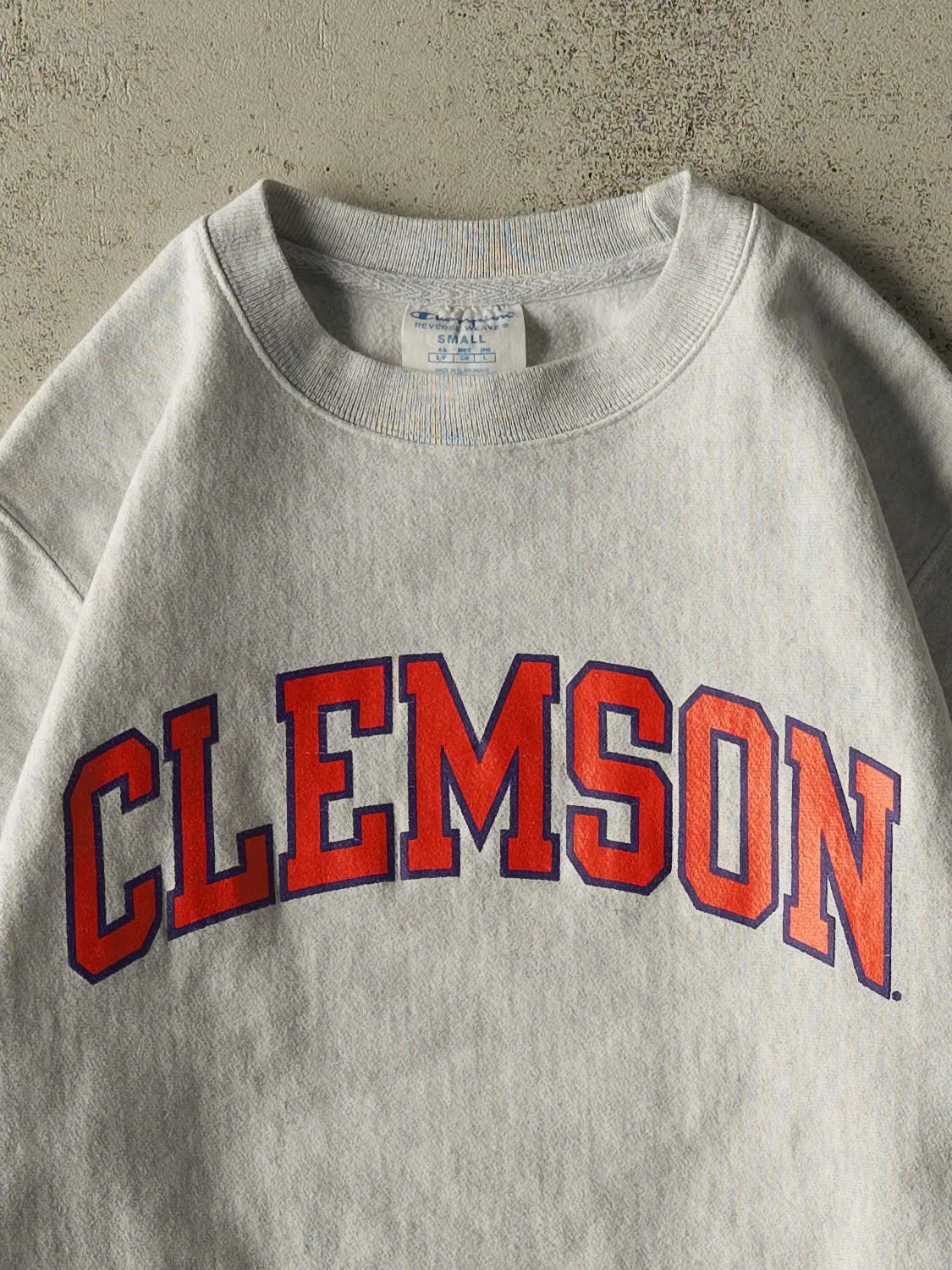 Vintage Y2K Heather Grey Champion Reverse Weave Clemson Crewneck (XS/S) sold by Rebalance Vintage product image thumbnail 2